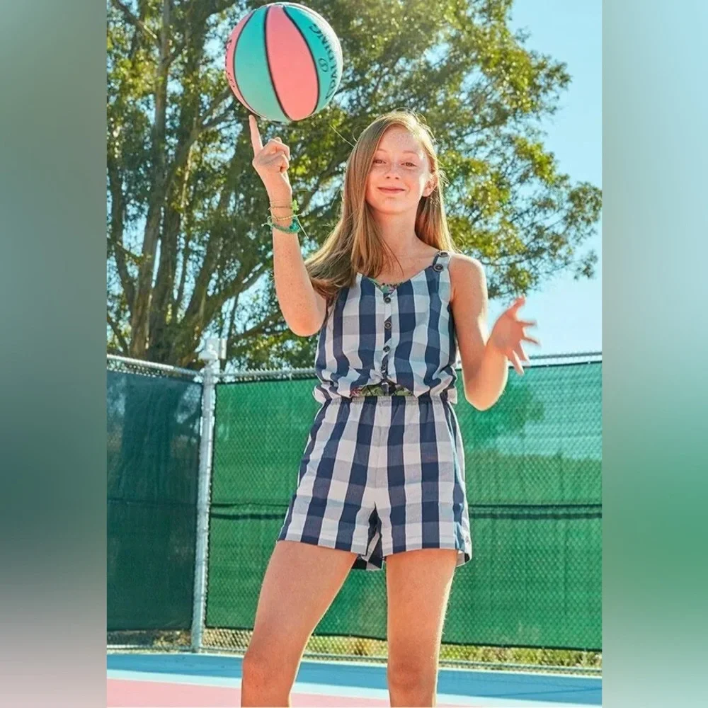 Matilda Jane 435 Country Roads Romper Blue Check Plaid Joanna Gaines Tween 16 - Picture 6 of 6
